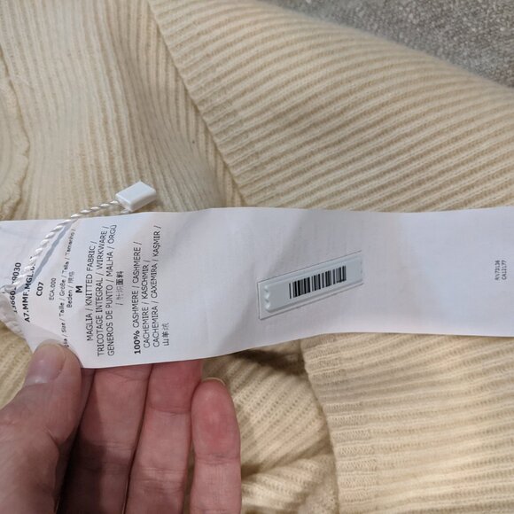 NWT Max Mara off-white ribbed 100%cashmere short sleeve sweater size medium - Picture 3 of 3